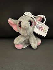 DolliBu Grey Elephant Plush Keychain Stuffed Animal New with Tags