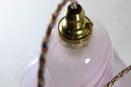 Ceiling Light Adrian Sankey Glass Pendant Marbled Pink Vintage Glass Antique - Picture 8 of 8