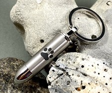 Keyring Urn 1" Key Chain Mens Bullet Cremation Pendant For Ash Pet Dog Cat Paw