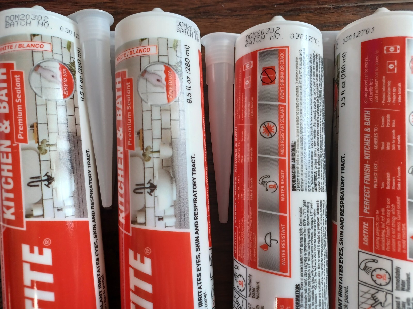 4x Loctite Finish Kitchen & Bath Premium White Sealant 9.5 fl oz