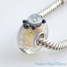 Turtle Gold Foil Clear Murano Glass 925 Sterling Silver European Bead Charm