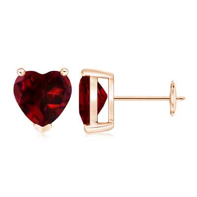 ANGARA natürliche 3,7 ct Granat Solitär Herz Ohrstecker in 14K massiv Gold