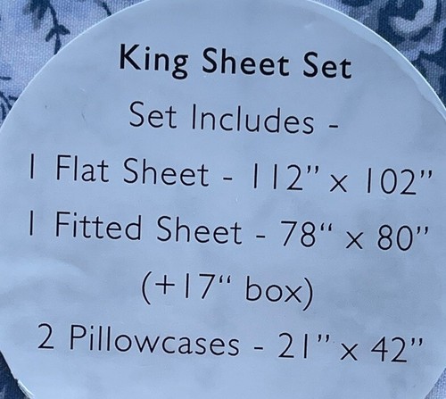 New NWT Cabbages and Roses 4 Pc KING Gray Sheet Set Luxury Cotton French Toile - Picture 4 of 4