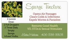Spurge Tincture Clears Infections FAST, Expels Worms & Parasites, VD & STDs.