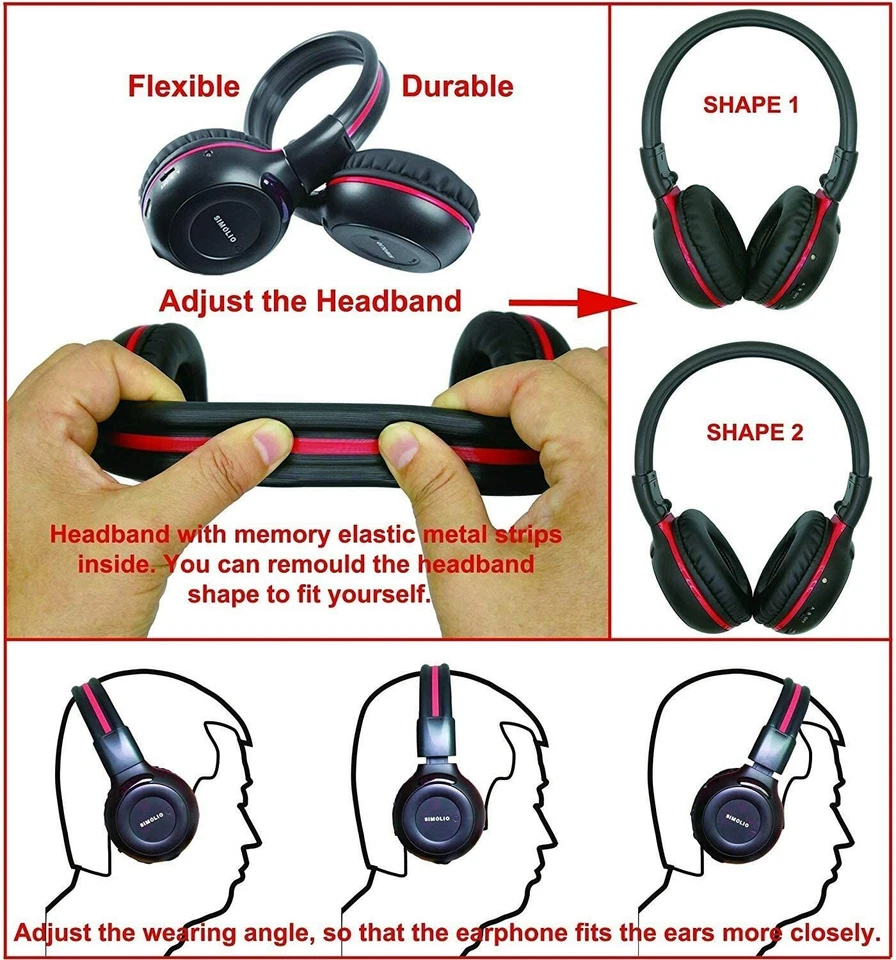 SIMOLIO 4 Pack uconnect Headphones for Chrysler town & country 2006-2018 NEW - Image 4 of 4