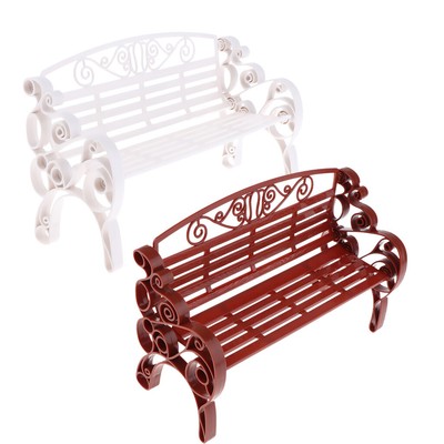 2x Miniature Dollhouse Furniture Fairy Garden Park Bench Patio
