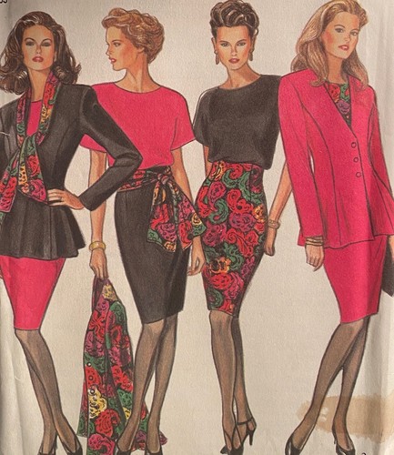 NEW 1990s NEW LOOK SKIRT SUIT + BLOUSE SEWING PATTERN 6091 8-18 - Picture 1 of 2