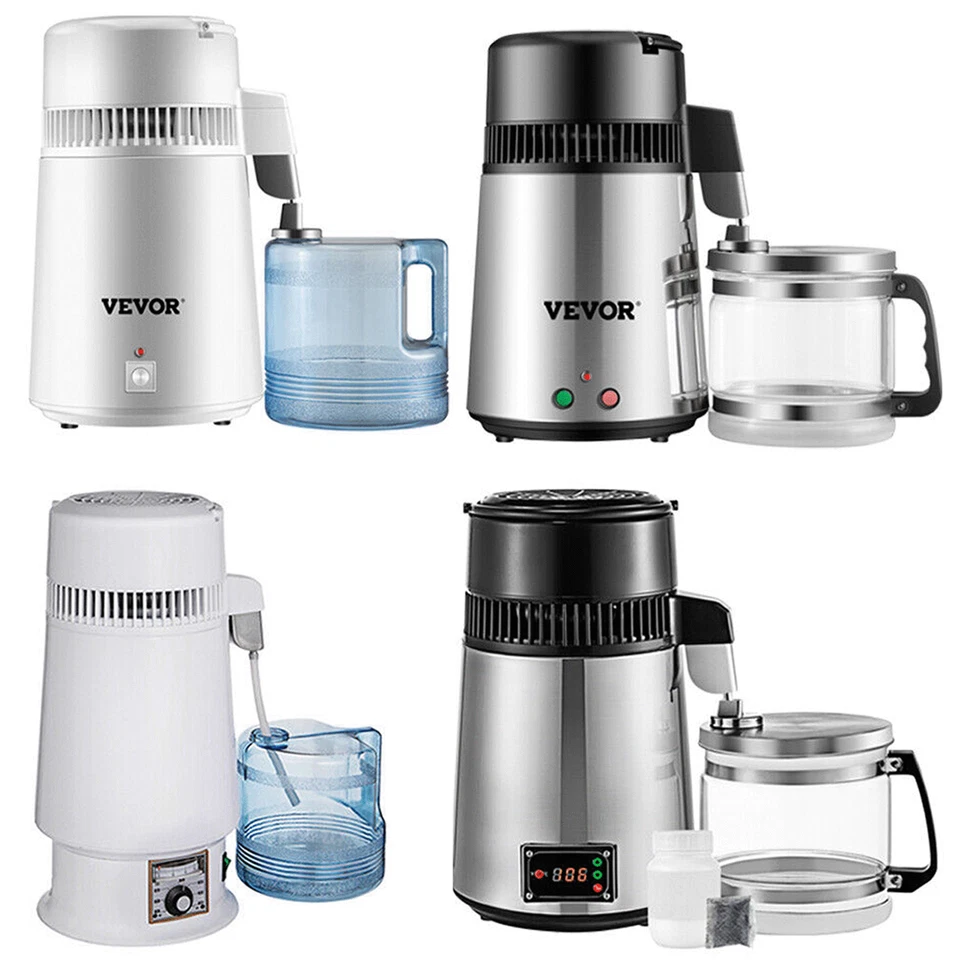 VEVOR Home Water Distiller Distilled Water Maker 4L w/ Dual Temp Display 4 Color
