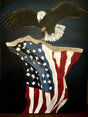 United States flag eagle Patriotic Canvas Acrylic Original Art Painted