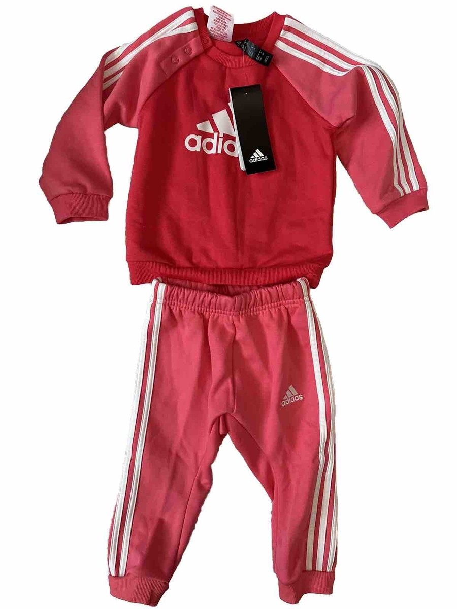 Adidas logo pink stripe infant jog suit age 9-12 months BNWT