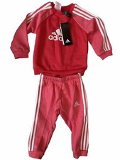 Adidas logo pink 3 stripe infant jog suit age 9-12 months BNWT