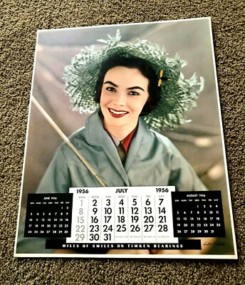 JULY 1956 july-1956-pretty-gal-birthday-month-calendar-art-print-16-x-24-rare-ebay
