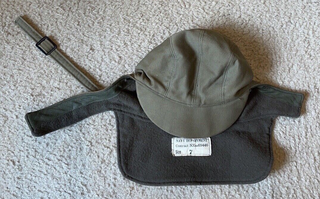 World War II era U.S.N. US Navy deck hat cap vintage contract