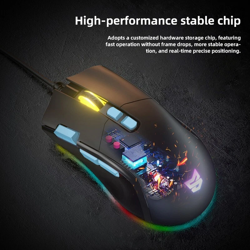 Ergonomic Wired Gaming Mouse 7200 Optical 8 Programmable Buttons RGB Light - Image 3 of 4