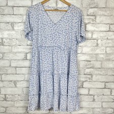 J.CREW FACTORY NWT V-Neck Ruffle Blue Floral Tiered Mini Dress XS BI385