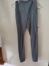 Womens Full Length Leggings Gray With Pockets "SO"  size XS