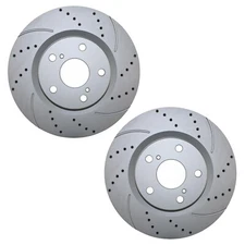 Bison Performance Pair Front Coated Drilled 296mm Brake Rotors for ES350 tC RAV4