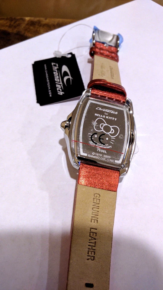 Reloj Hello Kitty Sanrio para damas mujeres niñas esfera roja correa de cuero CT.7896LS/41 Foto 3 de 4
