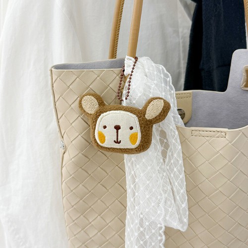 Cute vendre Plush Bear Sticker Keychain Cartoon Stuffed Doll Keyring Name Tag Pendant *