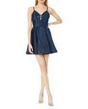 Camille La Vie Navy Blue Shimmer Sparkle Flare Party Dress Prom Cocktail 5/6 5 6