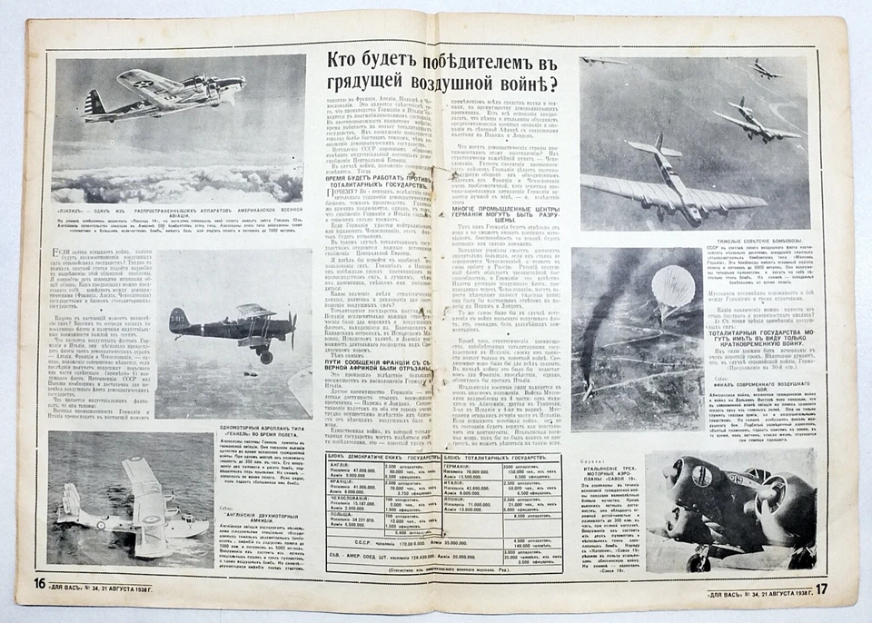 RUSSIAN EMIGRE Журнал "ДЛЯ ВАС" №34 за 1938 Magazine FOR YOU Aviation Issue RIGA - Image 3 of 4