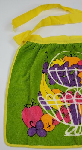 Vintage Schürze Tastemaker Obstschale bunt USA 60er - 70er Küchentuch - Bild 3 von 9