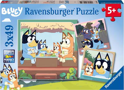 3 x 49 Teile Ravensburger Kinder Puzzle Bluey Blueys Abenteuer 05685
