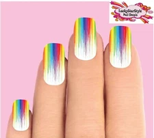 Waterslide Full Nail Decals Set of 10 - Colorful Rainbow Paint Drip Dripping 