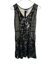 alya womens black lace floral sleeveless tank dress size XS extra small