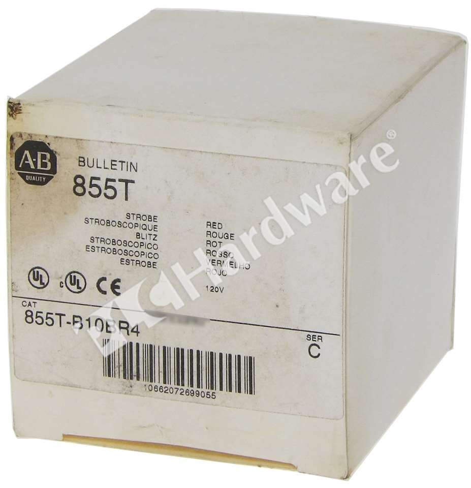 Open Pre-owned Allen Bradley 855T-B10BR4 /C Control Tower Red Strobe Light 120V