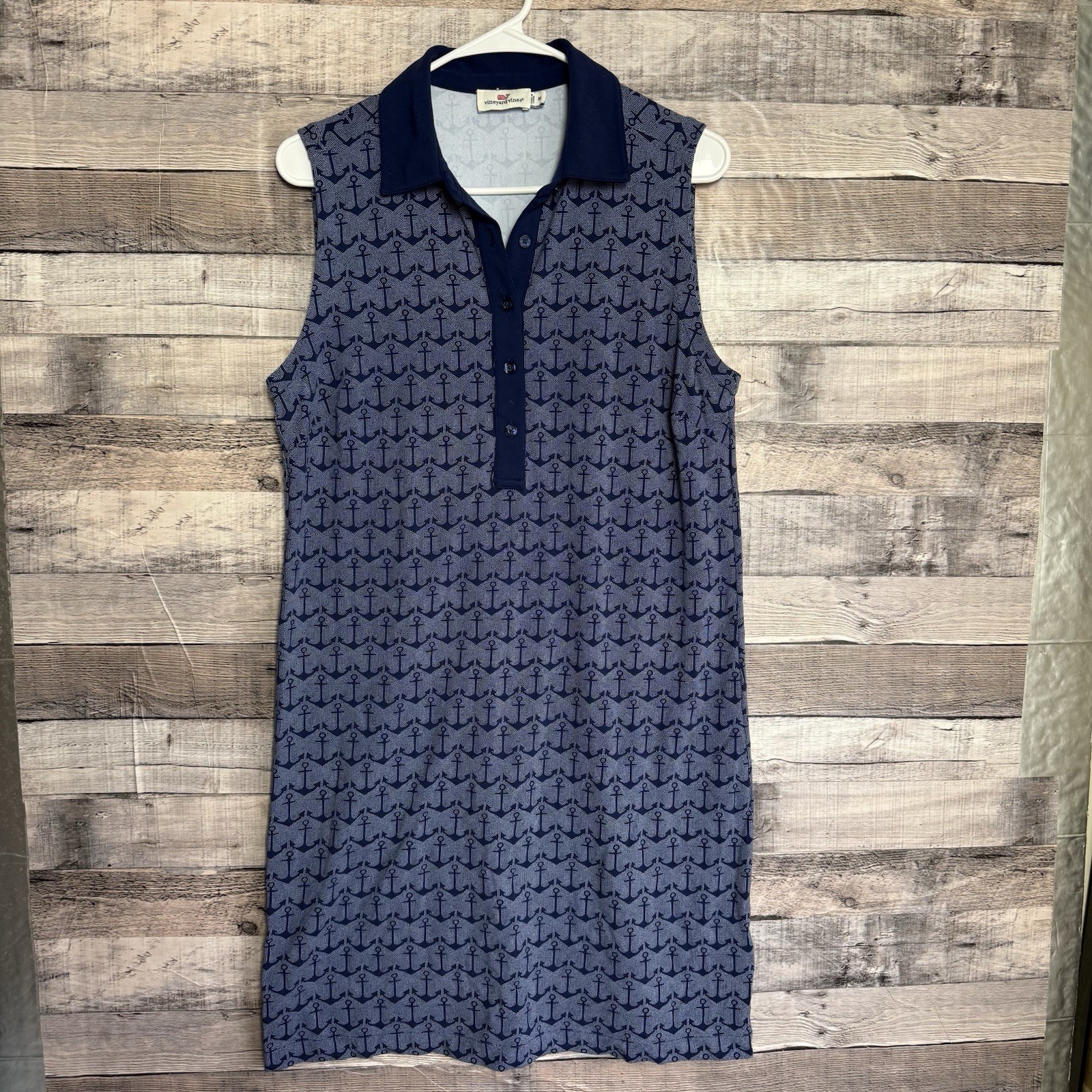 Vineyard Vines Women's Shirt Dress Sleeveless Navy Anchors Knit Size Medium