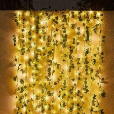 Artificial IVY GARLAND LEAVES 100LED 10M String Light Trailing Vine Garden Home