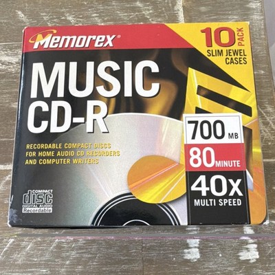 Memorex Music CD-R  10pks SLIM Jewel Case 80 Min 16X  Multi Speed