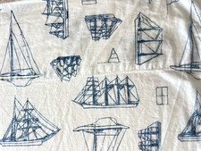 SAILBOATS TWIN Flat Sheet Ocean Wash Nautica Home 100 Cotton 60 X 96 Blue White