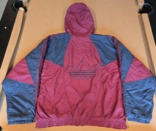 Vintage 90s Adidas Big Trefoil Logo Hooded Maroon Puffer Jacket Size Large