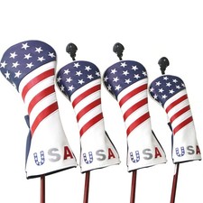 Golf Club Head Covers for Fairway Woods  Drivers - USA Stars  Stripes, Leather