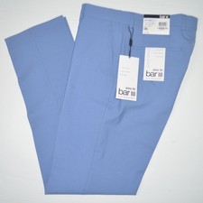 NWT BAR III Slim Fit Stretch Wool Blend Blue Flat Front Dress Pants 32 x 32
