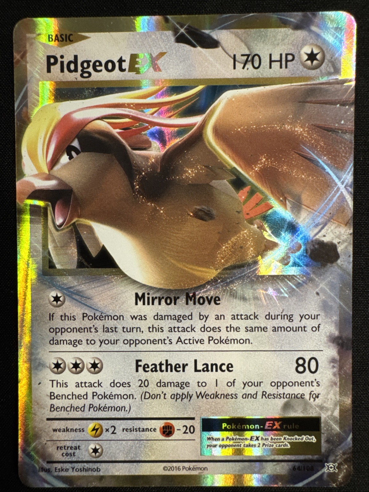 Pidgeot EX 64/108 XY Evolutions EVO Pokemon TCG - English Ultra Rare NM Holo