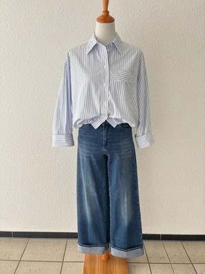 Sandro Bluse, Hemd, Blau/ Weiß, Gr. 2/S, NP: 225 