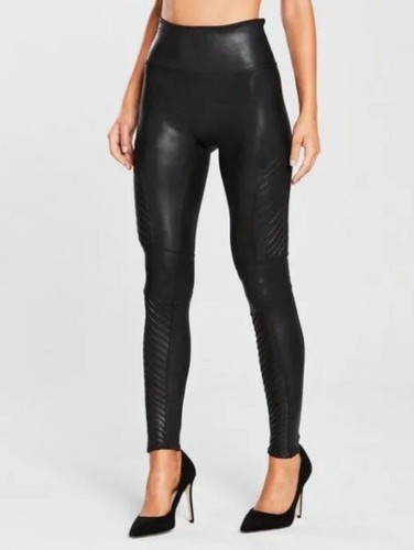 Spanx Firm Control Kunstleder Moto Leggings schwarz X-Large