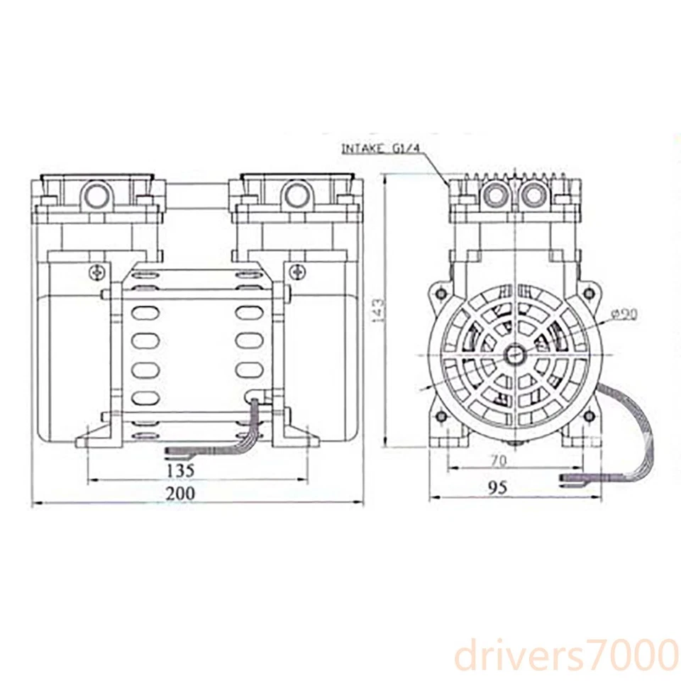 Небольшая головка воздушного компрессора OL190 230 Вт 8 кг безмасляный поршневой бесшумный бустерный воздушный насос - Изображение 3 из 3