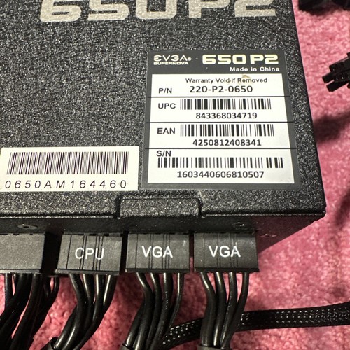 EVGA SuperNOVA 650W P2 80 Plus Platinum Modular Power Supply, Used, Working - Photo 3/4