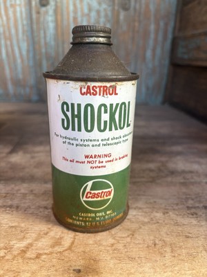 Vintage Castrol Shockol Hydraulic Oil Tin Can Auto Gas Station Art (some Oil)