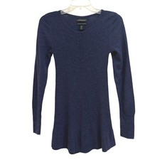 Cynthia Rowley Blue 100 Extrafine Merino Wool Ribbed Peplum Sweater Sz M NWOT