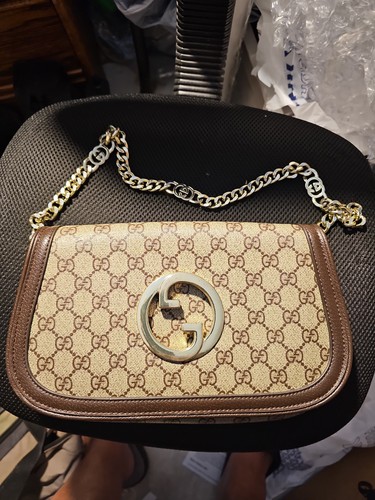 NEW GUCCI BLONDIE GG LOGO SHOULDER BAG PURSE AUTHENTIC