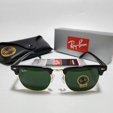 Ray-Ban RB3016 Sunglasses Clubmaster Classic Black Frame Glass Green Lens 51 mm