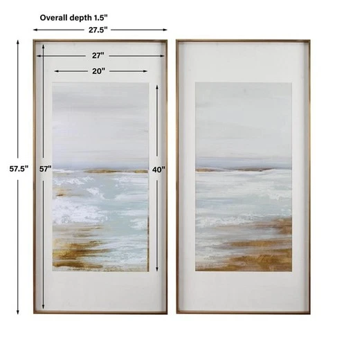 Uttermost Coastline Aluminum Framed Prints in Light Blue/Gray (Set of 2) - Picture 7 of 7