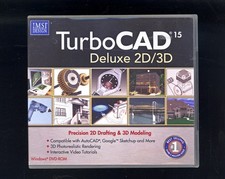 TurboCAD 15 Deluxe 2D/3D  PC DVD-ROM, 1998, Win 7 / XP  Plastic Jewel Case