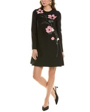 Valentino Wool & Silk-Blend Shift Dress Women's Black 36