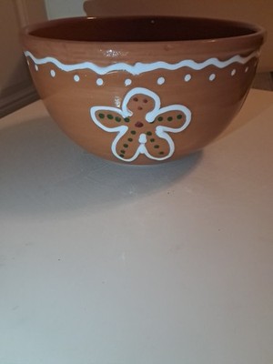 Rh Macys The Cellar Ginger Bread Christmas Bowl Brown Glaze Hand Painted Italy